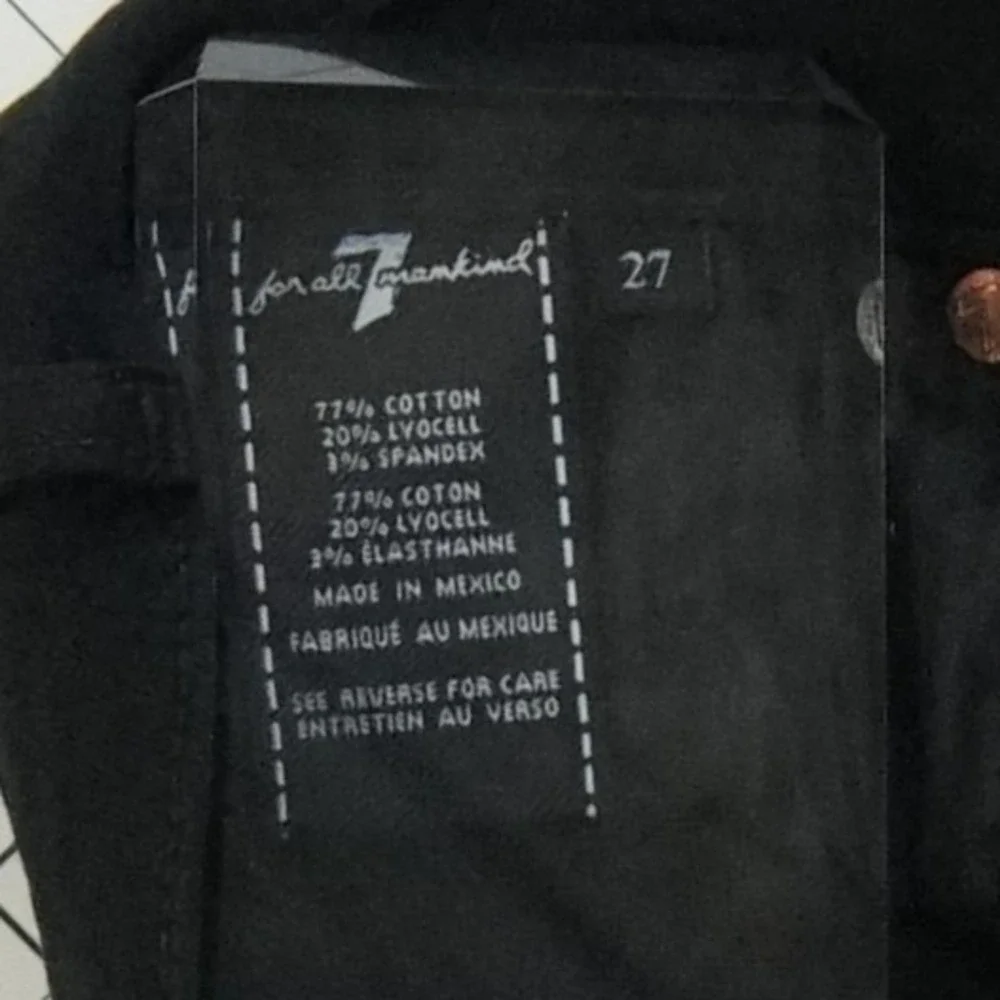 7‎ For All Mankind Women's Size 27 The Skinny Black Mid Rise Stretch Jeans